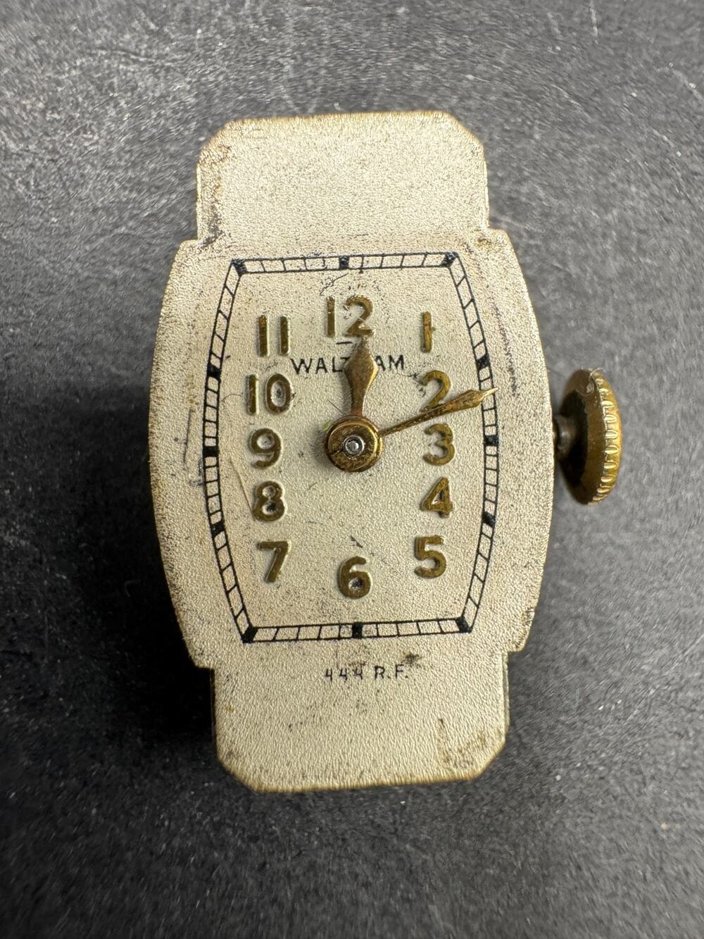 Antique 1925 Waltham 17 Jewels 444 RF Stamped Manual Wind Dial Movement 8.8mm